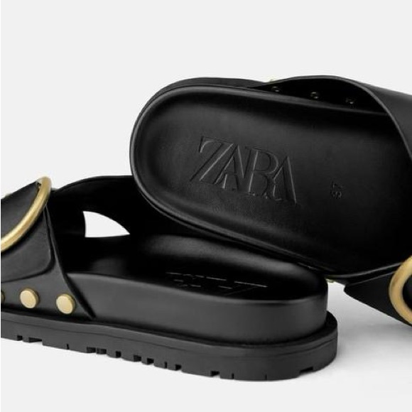Zara Leather Buckle Sandals - Picture 4 of 7